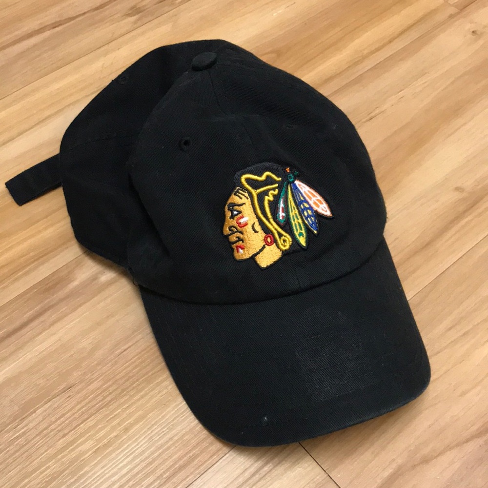 47 Brand Black Chicago BlackHawks Clean Up Cap